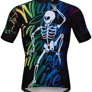 Weimostar Cycling Short Sleeve Shirt Men’s Jersey Zip Large Skeleton Halloween